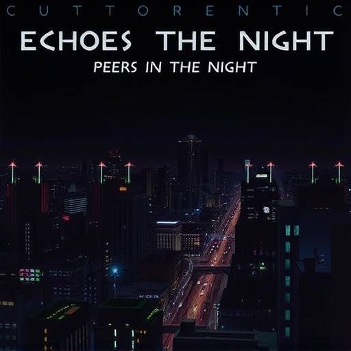 Album cover for 'Echoes in the Night' by The Midnight Ramblers, showcasing a dark cityscape with neon accents.
