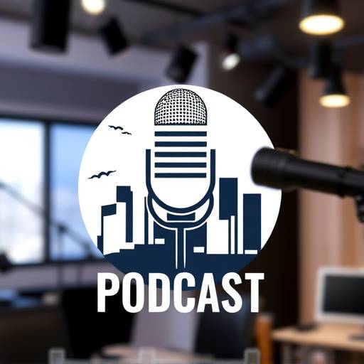Podcast cover for 'Tech Talk Austin,' featuring a microphone and a stylized cityscape graphic representing the Austin skyline.